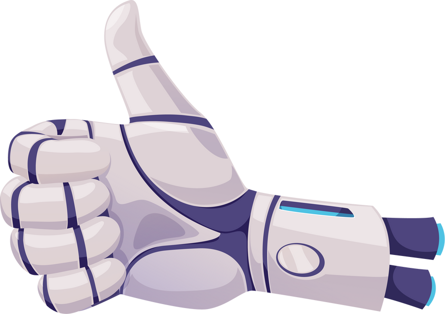Robot hand with thumb finger up, ok sign